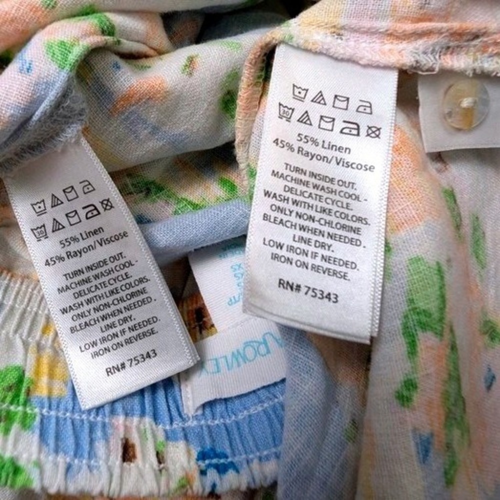 Cynthia Rowley Linen Blend 2-Piece Set Matching Top Pants Greek Island Print XS - Picture 3 of 12